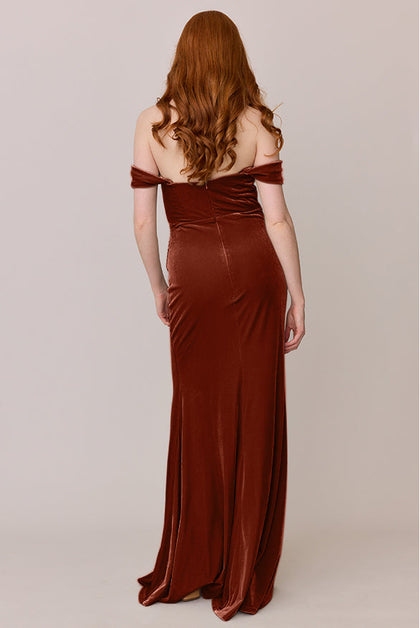 Ariel Convertible Velvet Dress | Made To Order | Terracotta