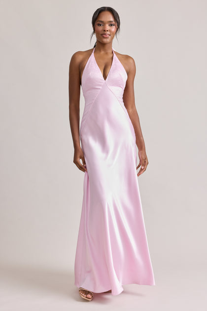 Ashanti Satin + Lace Dress | Baby Pink