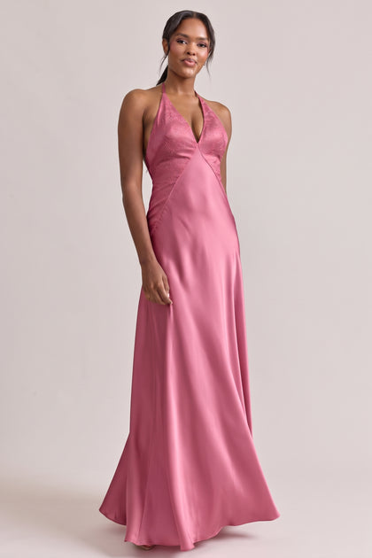 Ashanti Satin + Lace Dress | Raspberry