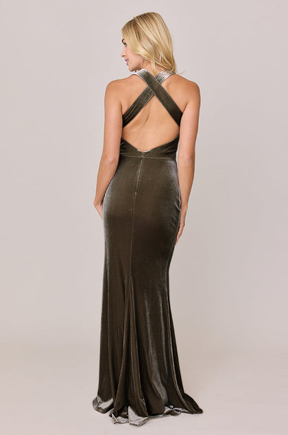 Asher Velvet Dress | Made To Order | Olive