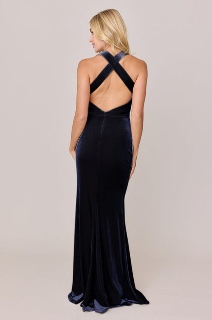 Asher Velvet Dress | Made To Order | Navy Blue