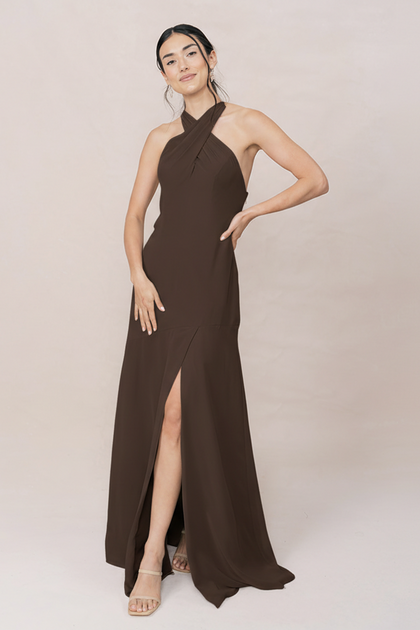 Athena Chiffon Dress | Made To Order | Espresso