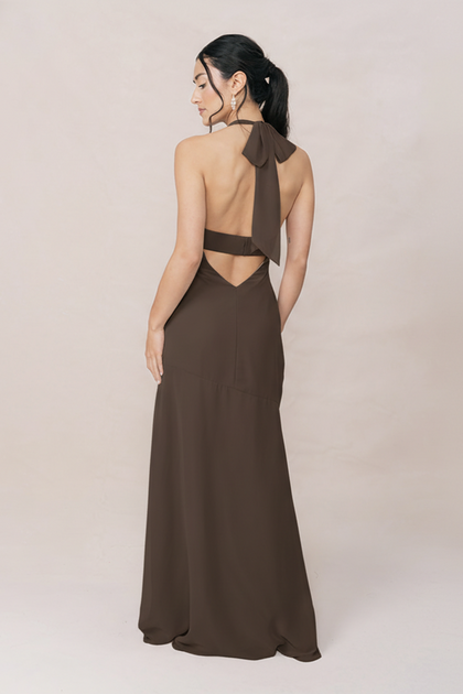 Athena Chiffon Dress | Made To Order | Espresso