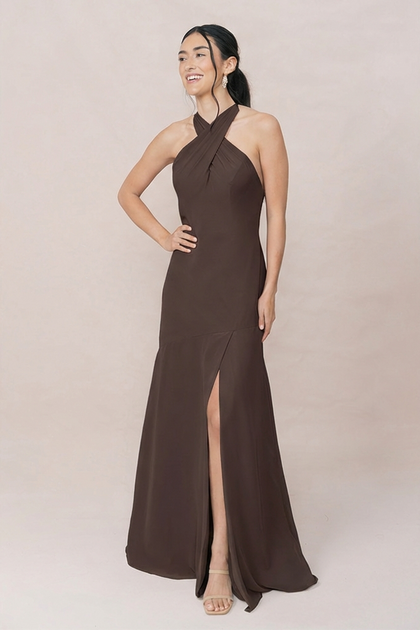 Athena Chiffon Dress | Made To Order | Espresso