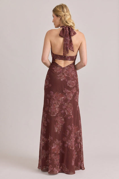 Athena Chiffon Floral Print Dress | Made To Order | Mahogany Blooms