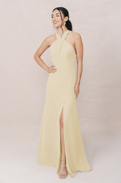 Athena Chiffon Dress | Made To Order | Pale Yellow