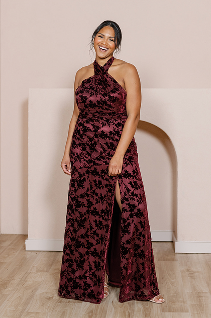 Model: Charisse; Size: 16; Color: Burgundy