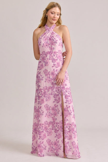 Athena Chiffon Floral Print Dress | Made To Order | Perfect Pink Blossom