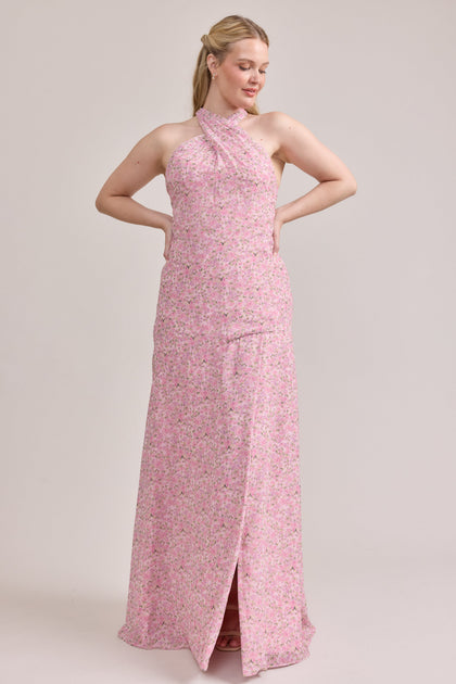 Athena Chiffon Floral Print Dress | Made To Order | Perfect Pink Posey