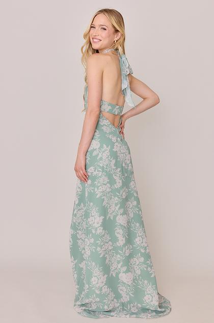 Athena Chiffon Floral Print Dress | Made To Order | Champagne Bouquet