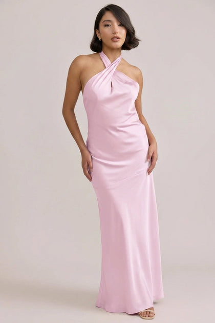 Athena Satin Dress | Made To Order | Baby Pink