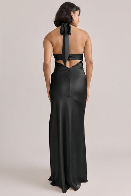 Athena Satin Dress | Black