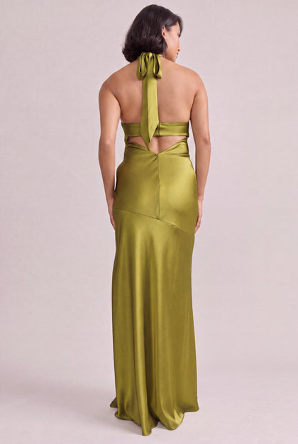 Athena Satin Dress | Made To Order | Chartreuse