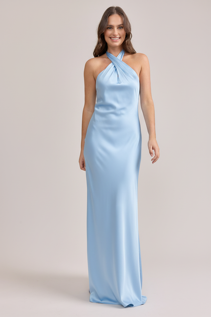 Athena Satin Dress | Light Blue