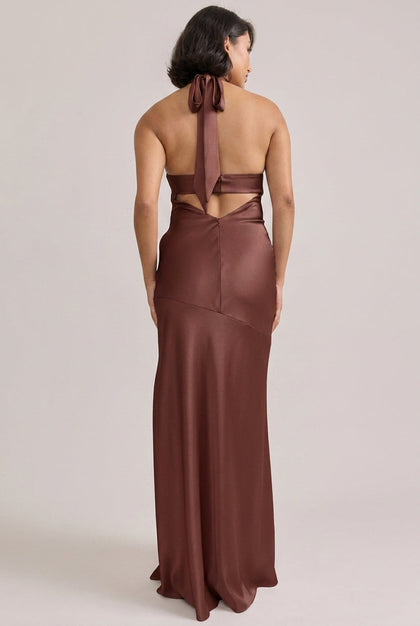 Athena Satin Dress | Mahogany
