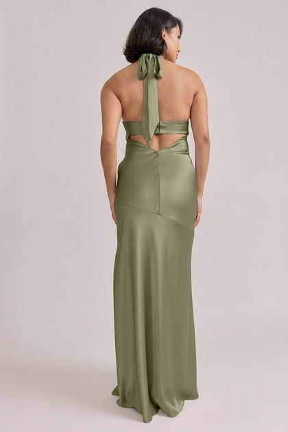 Athena Satin Dress | Made To Order | Moss