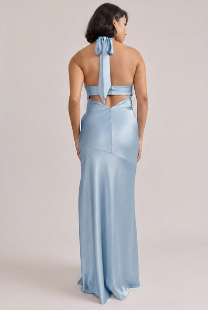 Athena Satin Dress | Made To Order | Sky Blue