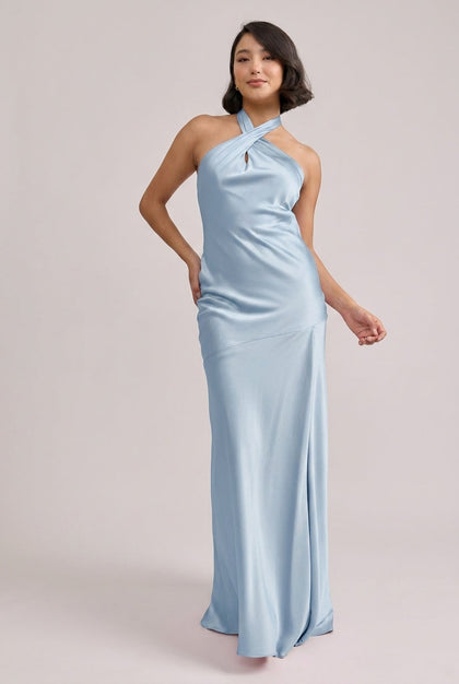 Athena Satin Dress | Sky Blue