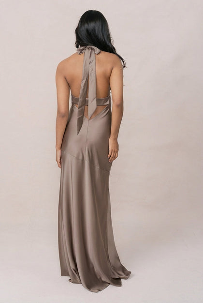 Athena Satin Dress | Made To Order | Truffle