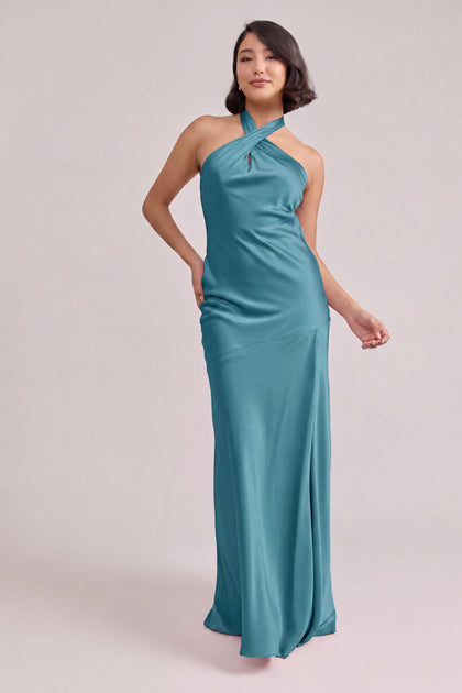 Athena Satin Dress | Made To Order | Turquoise