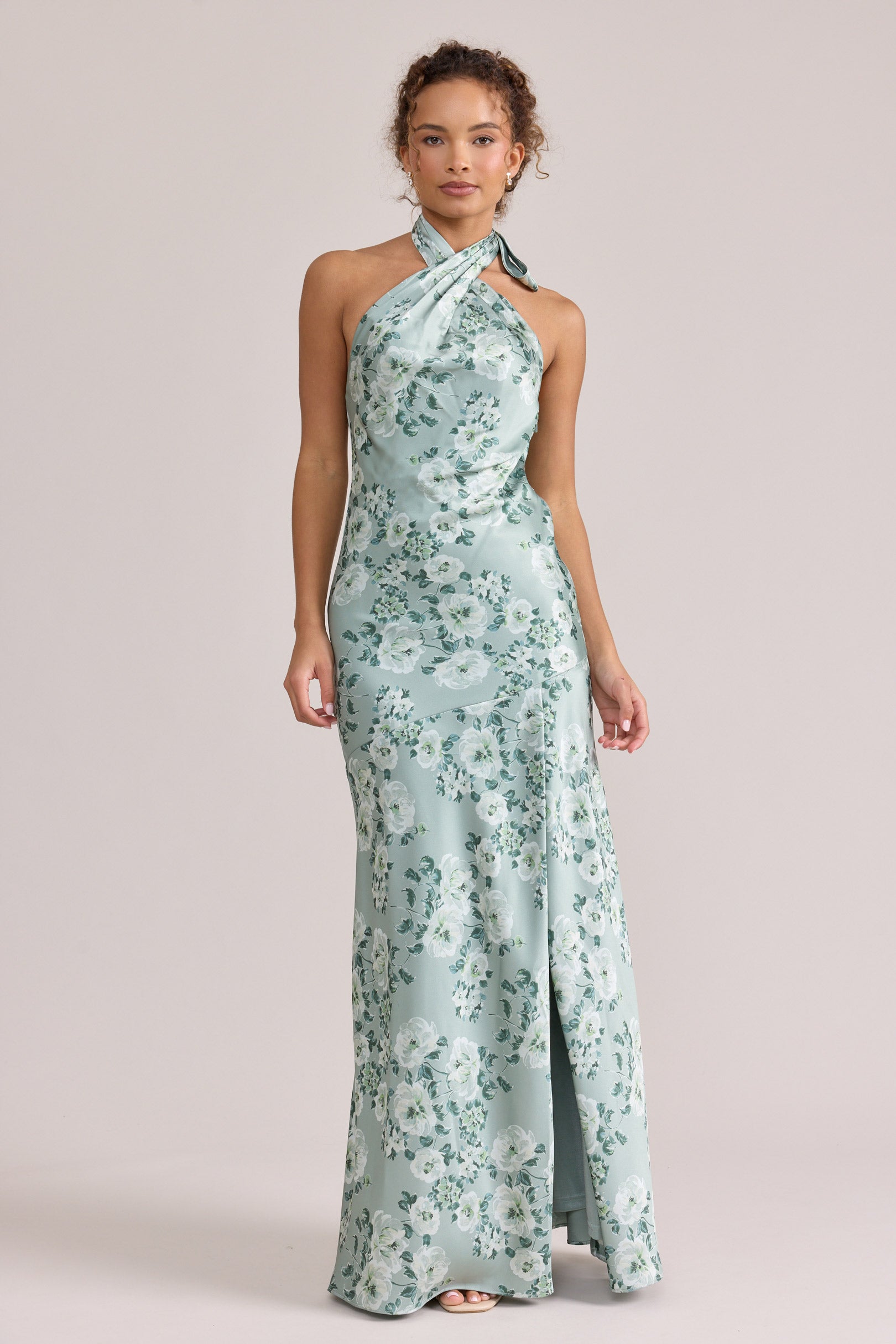 Athena Satin Floral Print Dress