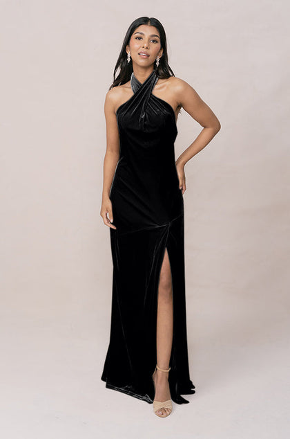 Athena Velvet Dress | Made To Order | Black