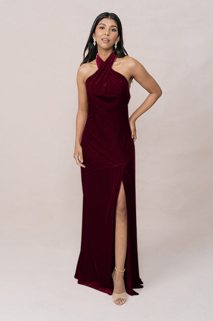 Athena Velvet Dress | Made To Order | Burgundy