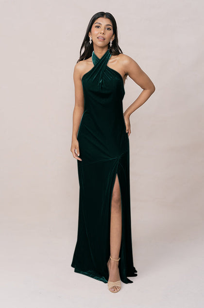 Athena Velvet Dress | Made To Order | Classic Emerald
