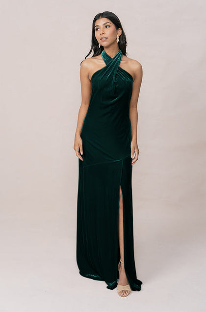 Athena Velvet Dress | Made To Order | Classic Emerald