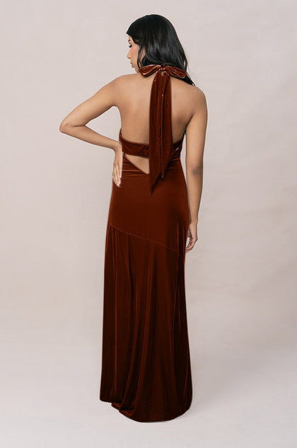 Athena Velvet Dress | Made To Order | Terracotta