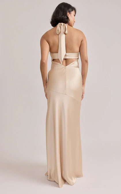 Athena Satin Dress | Gold Champagne