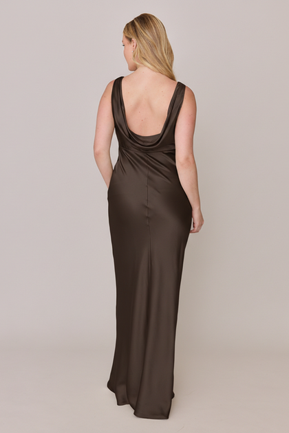 Audrey Satin Dress | Made To Order | Espresso
