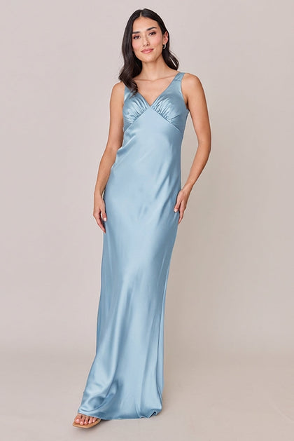 Audrey Satin Dress | Made To Order | Light Blue
