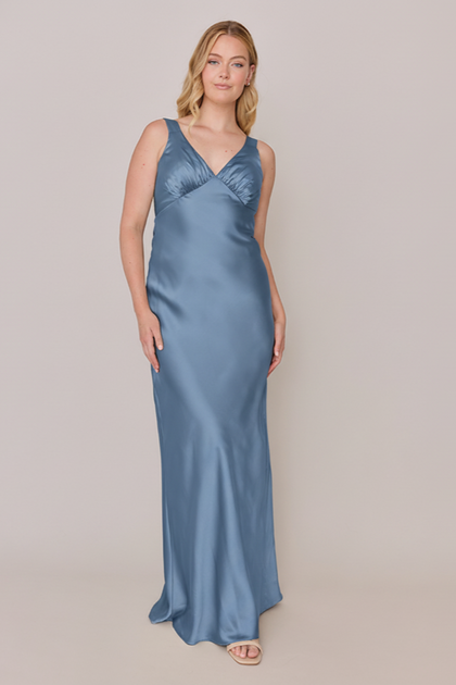 Audrey Satin Dress | Made To Order | True Blue