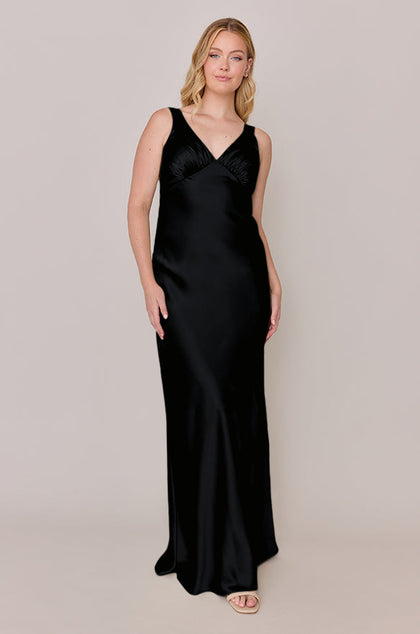 Audrey Satin Dress | Made To Order | Black