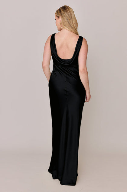 Audrey Satin Dress | Made To Order | Black