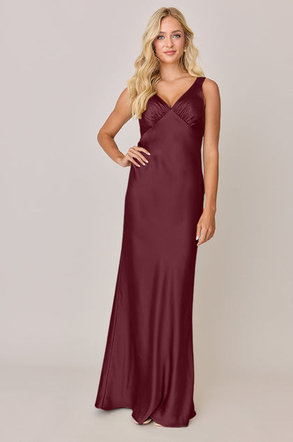 Audrey Satin Dress | Made To Order | Cabernet