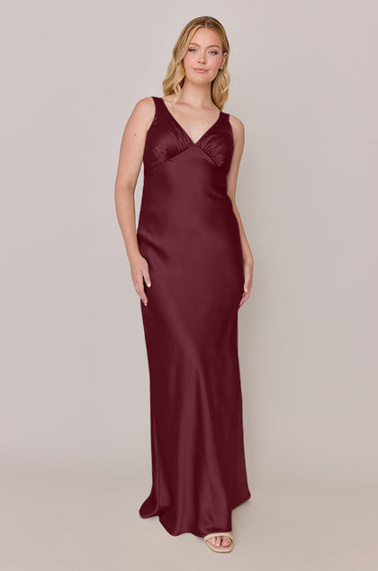 Audrey Satin Dress | Made To Order | Cabernet