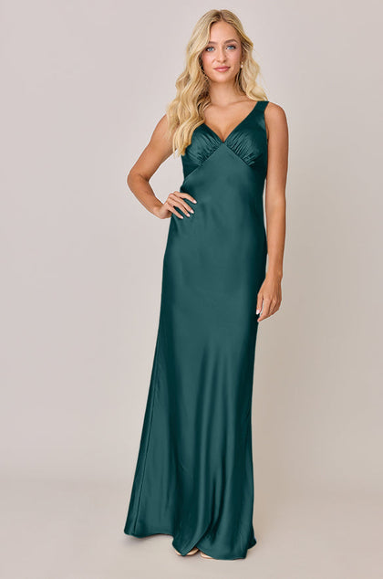 Audrey Satin Dress | Made To Order | Classic Emerald