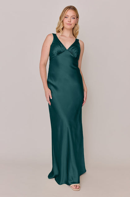 Audrey Satin Dress | Made To Order | Classic Emerald