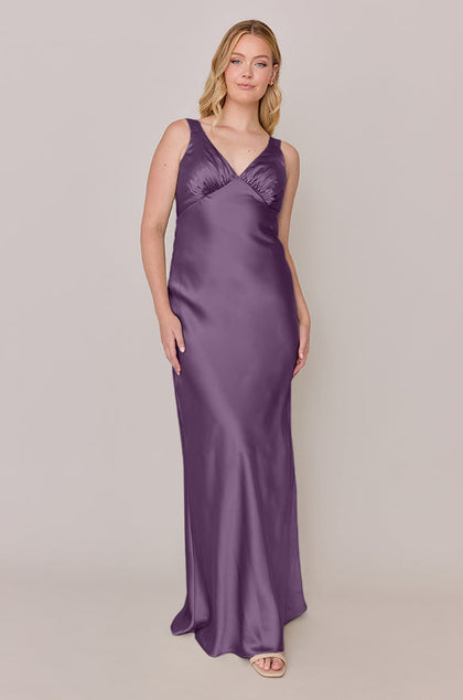 Audrey Satin Dress | Made To Order | Dusty Plum