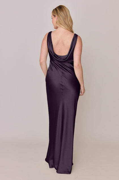 Audrey Satin Dress | Made To Order | Eggplant