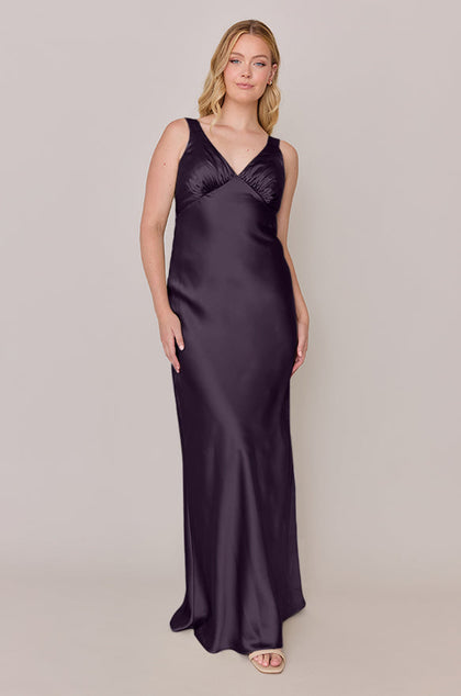 Audrey Satin Dress | Made To Order | Eggplant