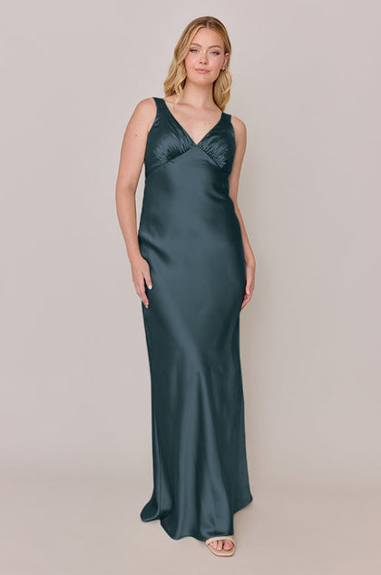 Audrey Satin Dress | Made To Order | Eucalyptus