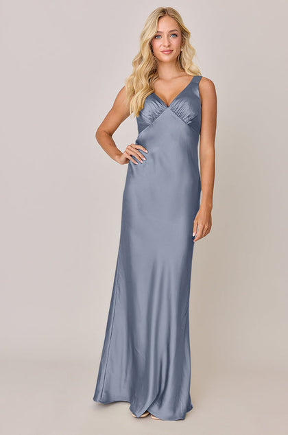 Audrey Satin Dress | Made To Order | French Blue