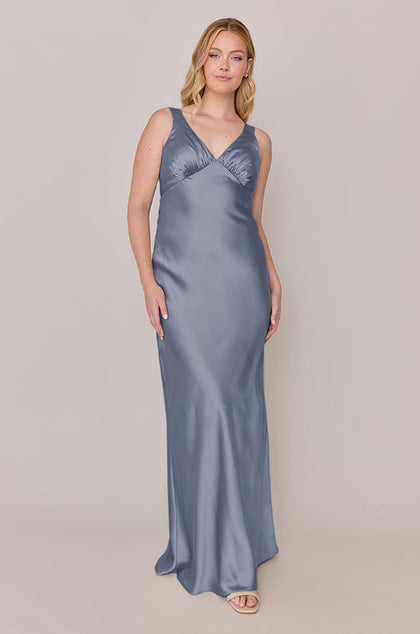 Audrey Satin Dress | Made To Order | French Blue
