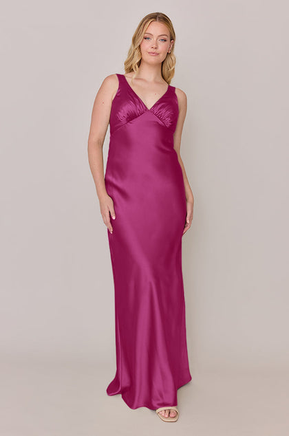 Audrey Satin Dress | Made To Order | Fuchsia