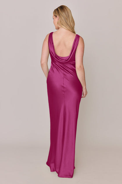 Audrey Satin Dress | Made To Order | Fuchsia