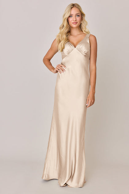 Audrey Satin Dress | Made To Order | Gold Champagne