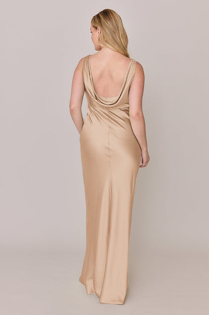 Audrey Satin Dress | Made To Order | Honey Beige